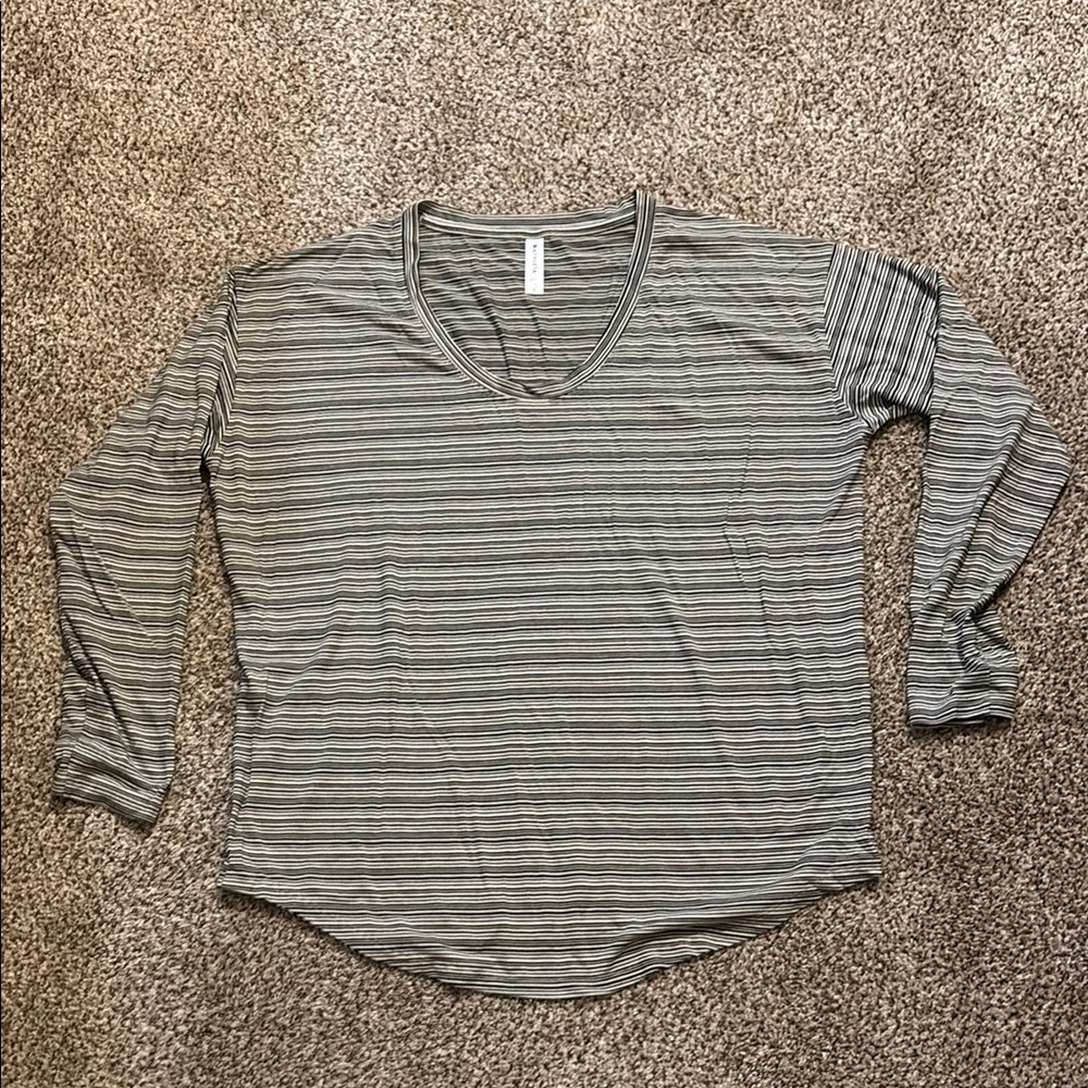 Athleta Striped Long Sleeve Top Large EUC